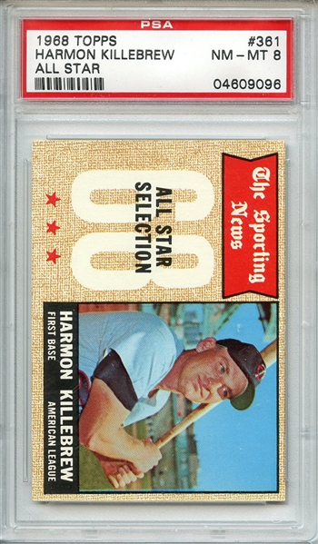 1968 TOPPS 361 HARMON KILLEBREW ALL STAR PSA NM-MT 8