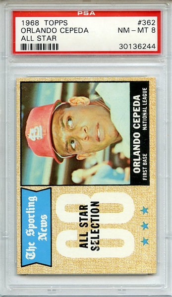 1968 TOPPS 362 ORLANDO CEPEDA ALL STAR PSA NM-MT 8