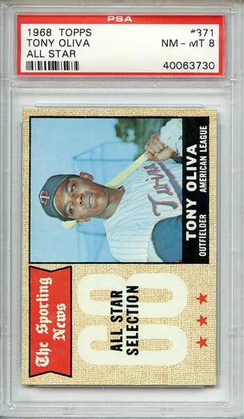 1968 TOPPS 371 TONY OLIVA ALL STAR PSA NM-MT 8