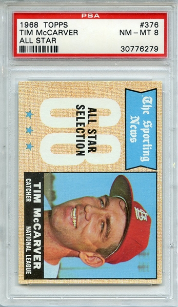 1968 TOPPS 376 TIM McCARVER ALL STAR PSA NM-MT 8