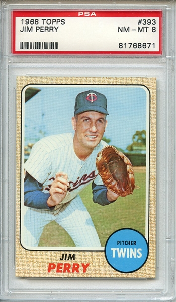 1968 TOPPS 393 JIM PERRY PSA NM-MT 8