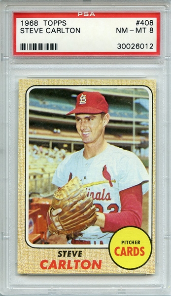 1968 TOPPS 408 STEVE CARLTON PSA NM-MT 8