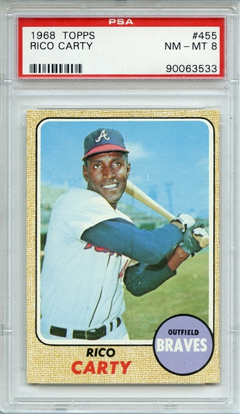 1968 TOPPS 455 RICO CARTY PSA NM-MT 8