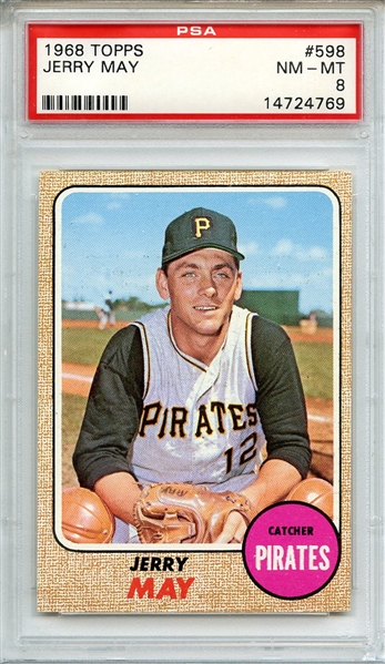 1968 TOPPS 598 JERRY MAY PSA NM-MT 8