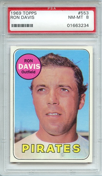 1969 TOPPS 553 RON DAVIS PSA NM-MT 8