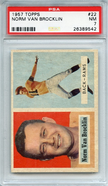 1957 TOPPS 22 NORM VAN BROCKLIN PSA NM 7