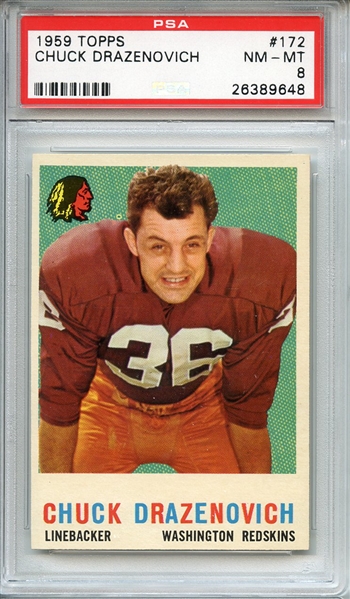 1959 TOPPS 172 CHUCK DRAZENOVICH PSA NM-MT 8