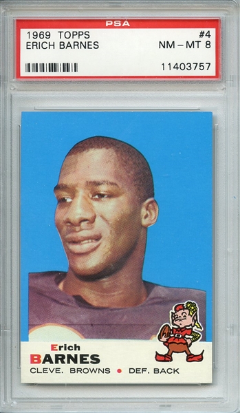 1969 TOPPS 4 ERICH BARNES PSA NM-MT 8