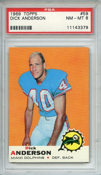 1969 TOPPS 59 DICK ANDERSON PSA NM-MT 8