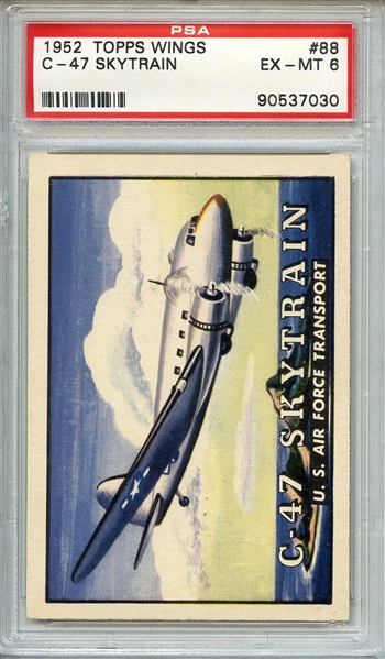 1952 TOPPS WINGS 88 C-47 SKYTRAIN PSA EX-MT 6