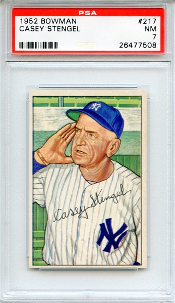 1952 BOWMAN 217 CASEY STENGEL PSA NM 7