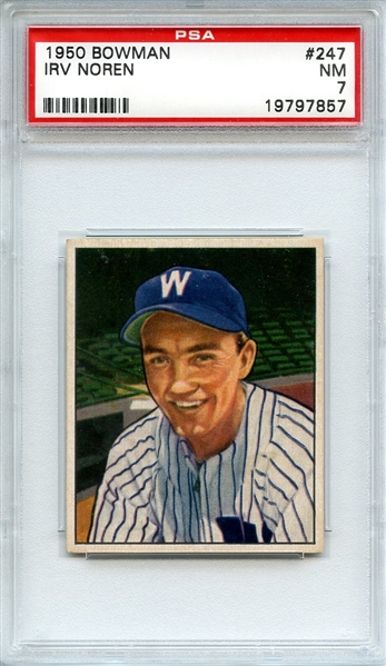 1950 BOWMAN 247 IRV NOREN WITHOUT COPYRIGHT PSA NM 7