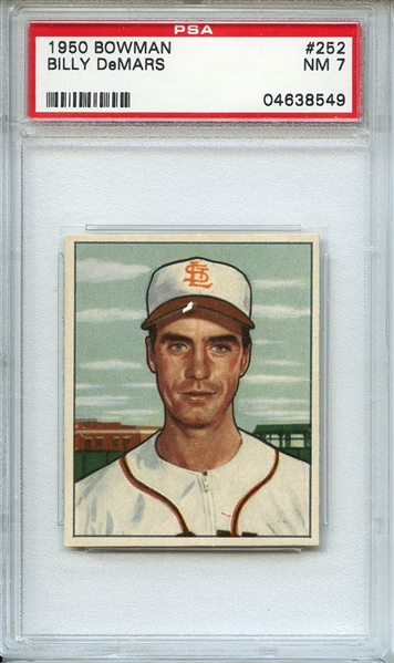1950 BOWMAN 252 BILLY DeMARS WITHOUT COPYRIGHT PSA NM 7