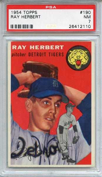1954 TOPPS 190 RAY HERBERT PSA NM 7