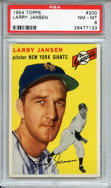 1954 TOPPS 200 LARRY JANSEN PSA NM-MT 8