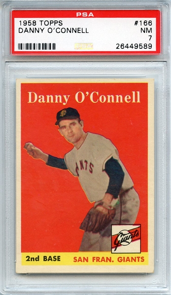 1958 TOPPS 166 DANNY O'CONNELL PSA NM 7