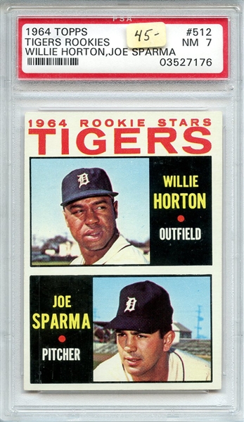 1964 TOPPS 512 TIGERS ROOKIES W.HORTON/J.SPARMA PSA NM 7