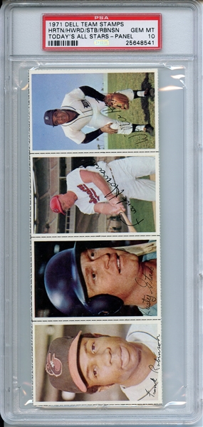 1971 DELL TODAY'S TEAM STAMPS HRTN/HWRD/STB/RBNSN TODAY'S ALL STARS-PANEL PSA GEM MT 10