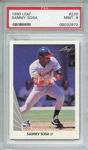 1990 LEAF 220 SAMMY SOSA PSA MINT 9