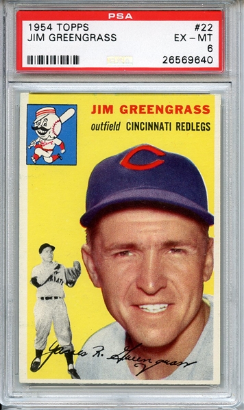 1954 TOPPS 22 JIM GREENGRASS PSA EX-MT 6