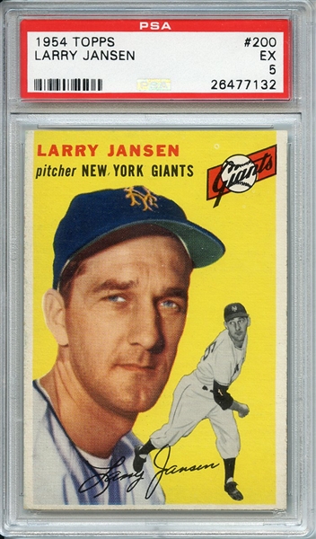 1954 TOPPS 200 LARRY JANSEN PSA EX 5