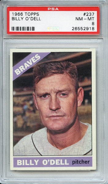 1966 TOPPS 237 BILLY O'DELL PSA NM-MT 8