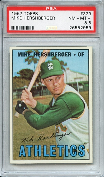 1967 TOPPS 323 MIKE HERSHBERGER PSA NM-MT+ 8.5
