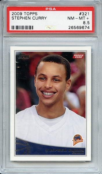 2009 TOPPS 321 STEPHEN CURRY RC PSA NM-MT+ 8.5