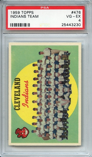 1959 TOPPS 476 INDIANS TEAM PSA VG-EX 4