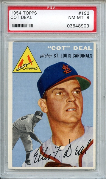 1954 TOPPS 192 COT DEAL PSA NM-MT 8