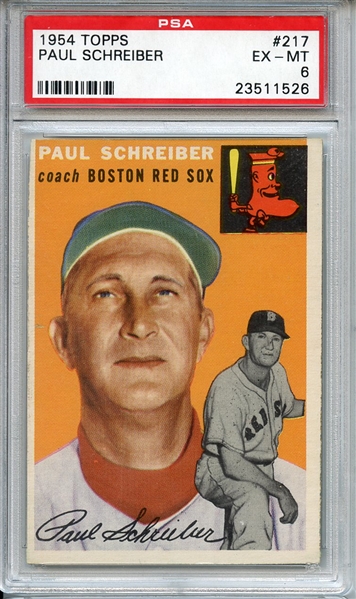 1954 TOPPS 217 PAUL SCHREIBER PSA EX-MT 6