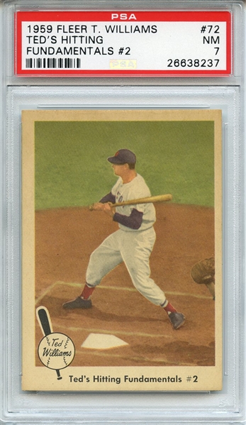 1959 FLEER TED WILLIAMS 72 TED'S HITTING FUNDAMENTALS #2 PSA NM 7
