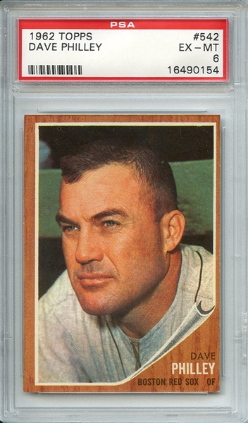 1962 TOPPS 542 DAVE PHILLEY PSA EX-MT 6