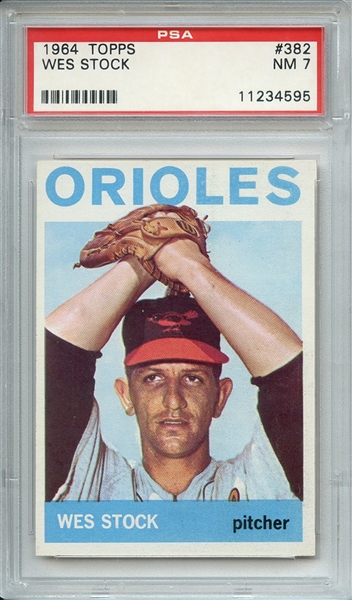 1964 TOPPS 382 WES STOCK PSA NM 7