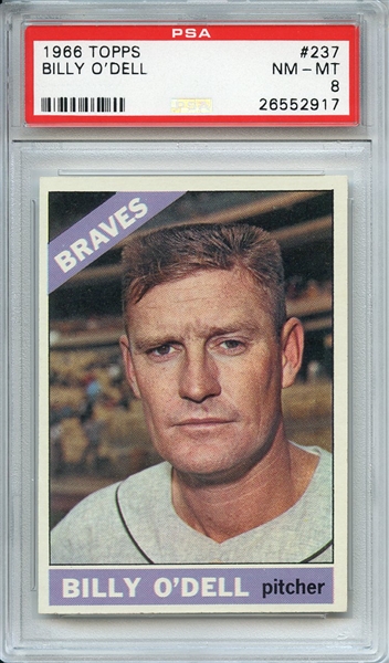 1966 TOPPS 237 BILLY O'DELL PSA NM-MT 8
