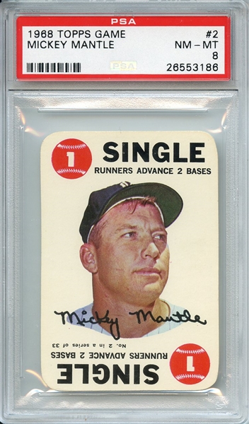 1968 TOPPS GAME 2 MICKEY MANTLE PSA NM-MT 8