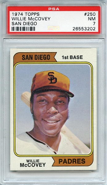 1974 TOPPS 250 WILLIE McCOVEY SAN DIEGO PSA NM 7