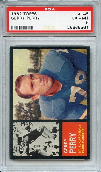 1962 TOPPS 145 GERRY PERRY PSA EX-MT 6
