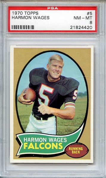 1970 TOPPS 5 HARMON WAGES PSA NM-MT 8