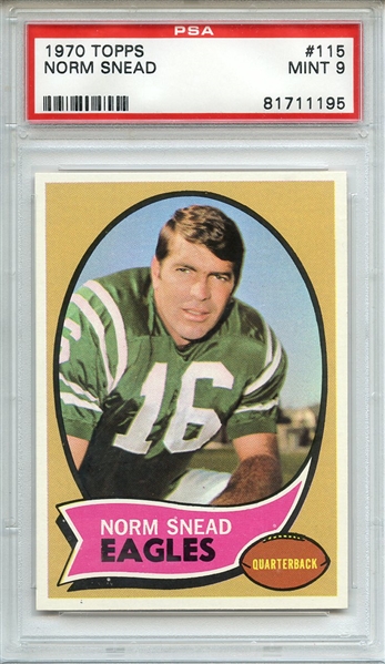 1970 TOPPS 115 NORM SNEAD PSA MINT 9