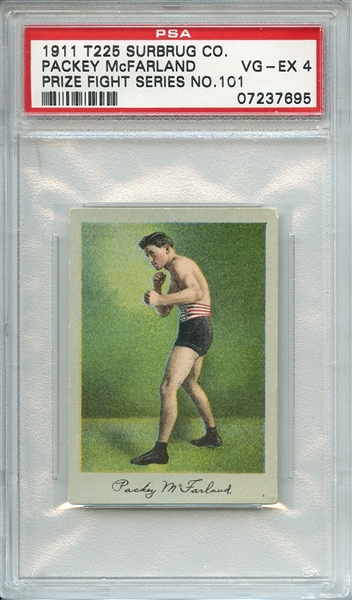 1911 T225 SURBRUG CO. PRIZE FIGHT SERIES NO.101 PACKEY McFARLAND PRIZE FIGHT SERIES NO.101 PSA VG-EX 4