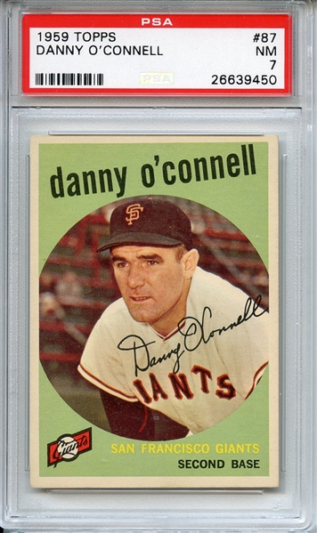 1959 TOPPS 87 DANNY O'CONNELL PSA NM 7
