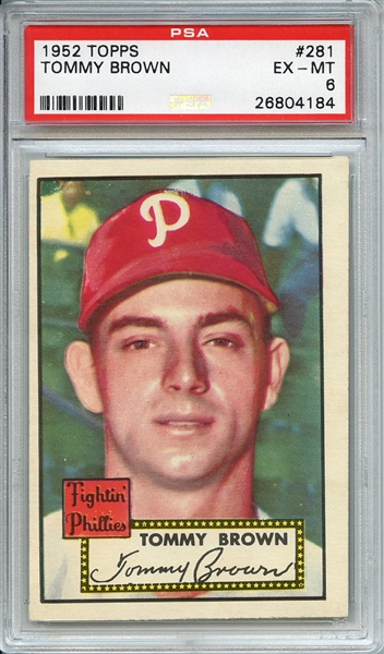 1952 TOPPS 281 TOMMY BROWN PSA EX-MT 6