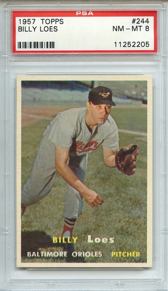1957 TOPPS 244 BILLY LOES PSA NM-MT 8