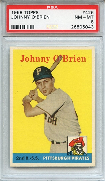 1958 TOPPS 426 JOHNNY O'BRIEN PSA NM-MT 8