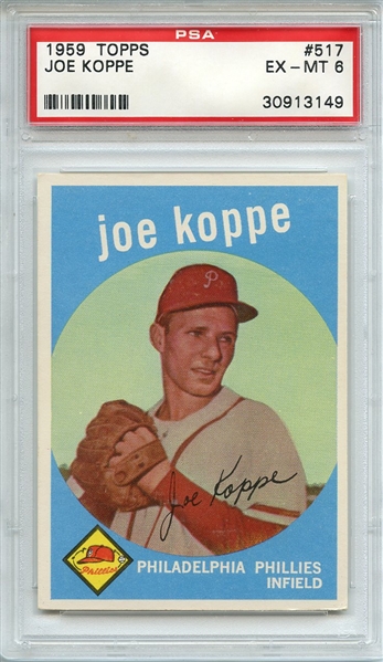 1959 TOPPS 517 JOE KOPPE PSA EX-MT 6