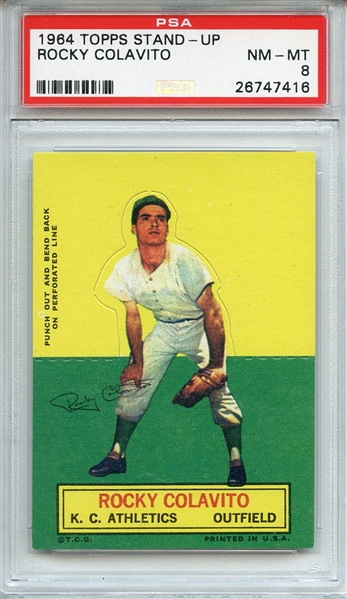 1964 TOPPS STAND-UP ROCKY COLAVITO PSA NM-MT 8