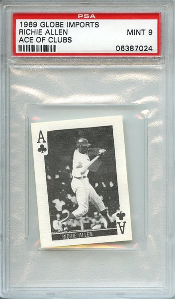 1969 GLOBE IMPORTS PLAYING CARDS RICHIE ALLEN ACE OF CLUBS PSA MINT 9