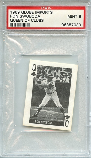 1969 GLOBE IMPORTS PLAYING CARDS RON SWOBODA QUEEN OF CLUBS PSA MINT 9