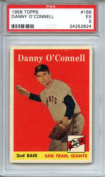 1958 TOPPS 166 DANNY O'CONNELL PSA EX 5